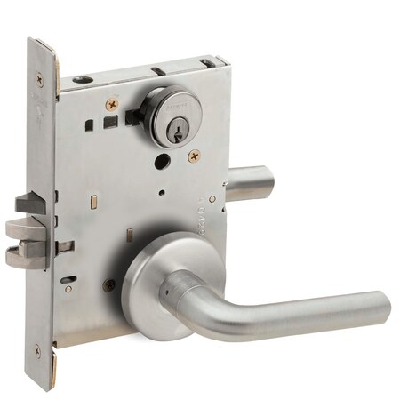 Schlage Grade 1 Entrance Office Mortise Lock, Conventional Cylinder, S123 Keyway, 02 Lever, B Rose, Satin Ch L9050P 02B 626